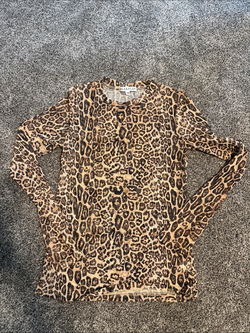 Blakely Mesh Leopard Print Long Sleeve Top - Brown/Black